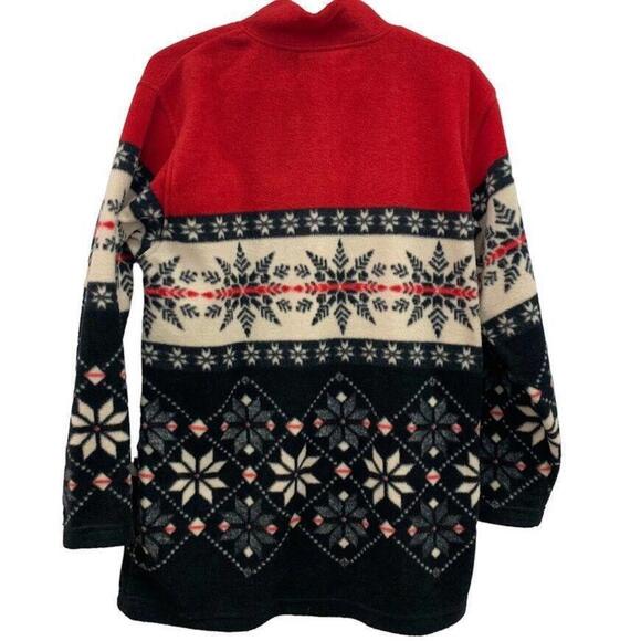 Jennifer Moore Activewear 1/4 Zip Snowflake Red Black Fleece Pullover Sweater Si - Picture 4 of 7